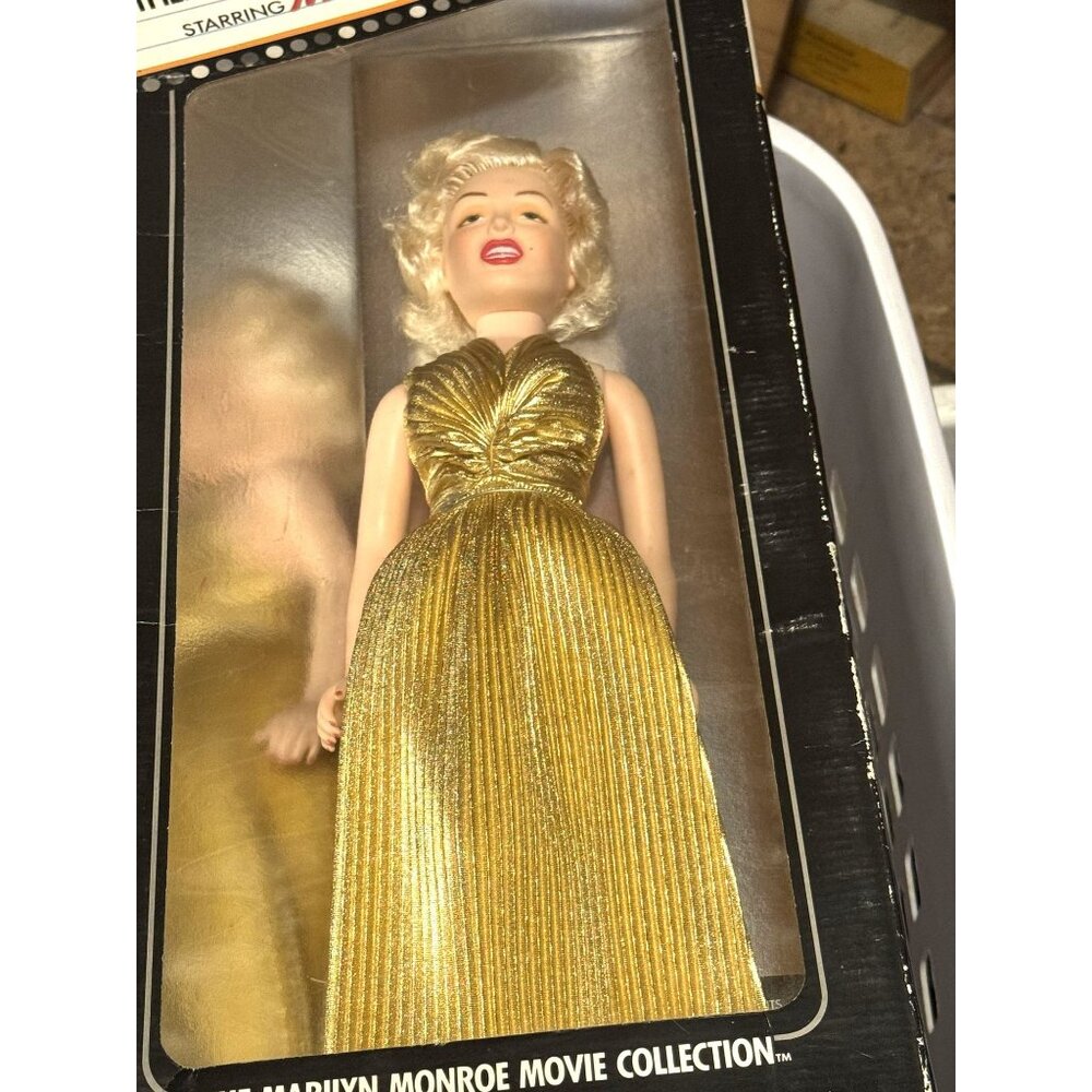 NIB Marilyn Monroe Movie Collection Doll In Shimmering Gold Dress Vintage Packag